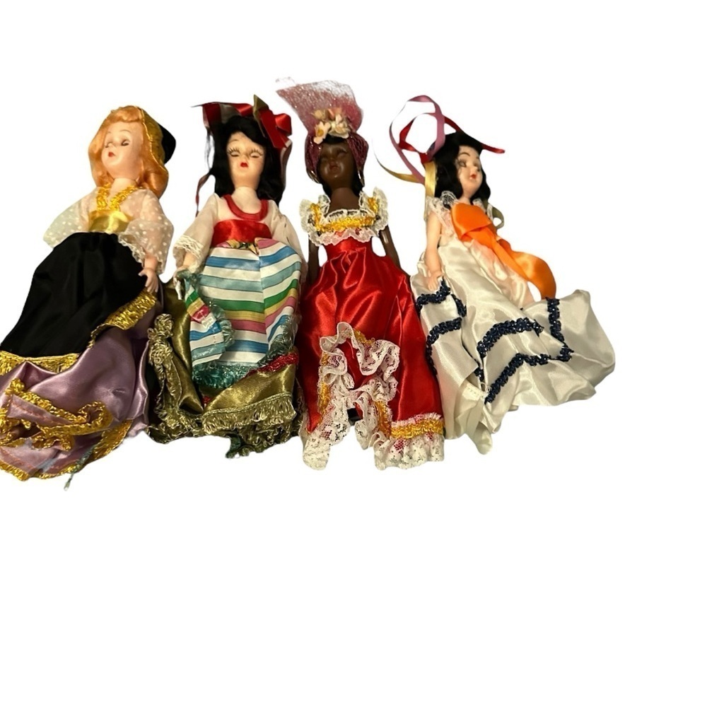 Vintage Set of Four Colorful 1970's Dolls